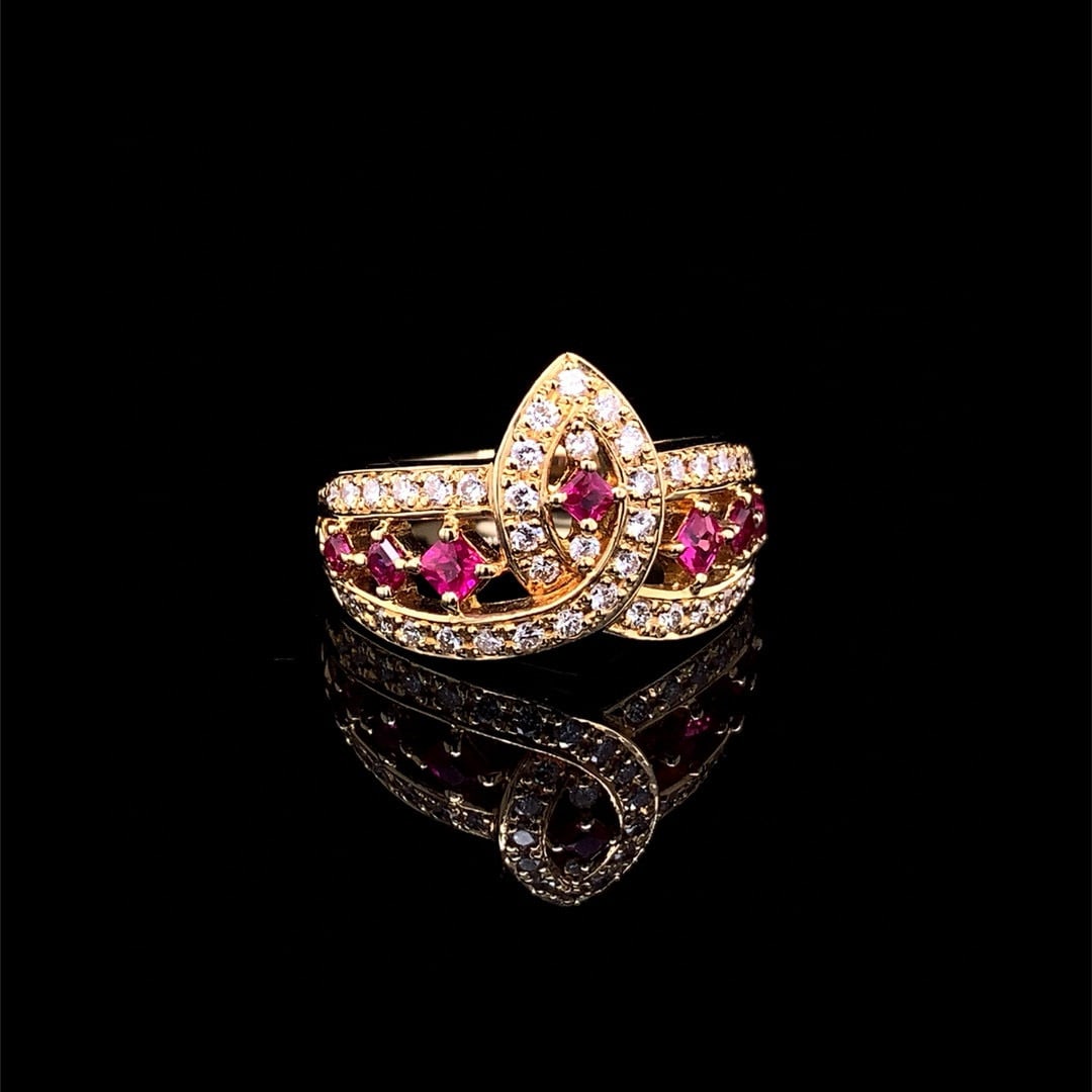 14k Gold 0.94 Ctw Natural Ruby & Diamond Ring - 2