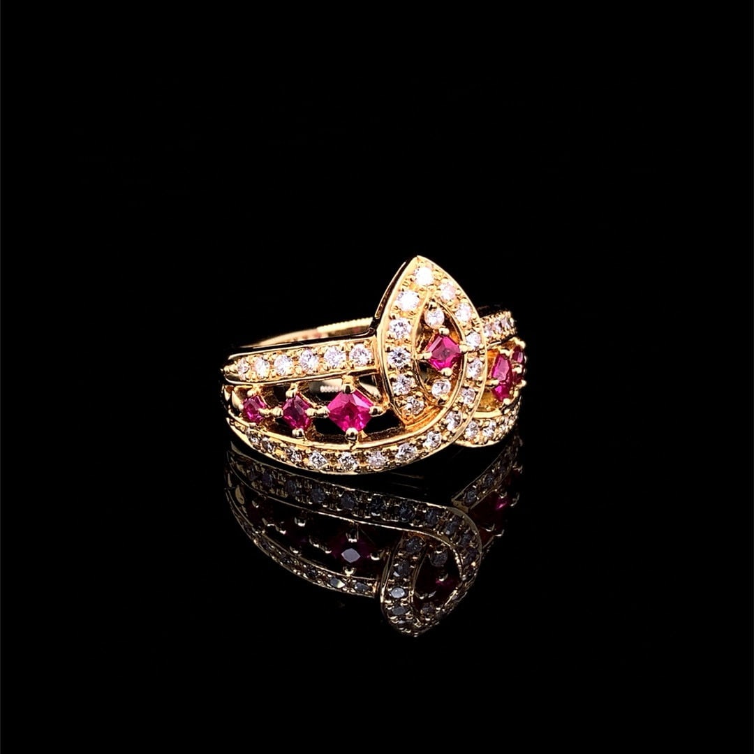 14k Gold 0.94 Ctw Natural Ruby & Diamond Ring - 3