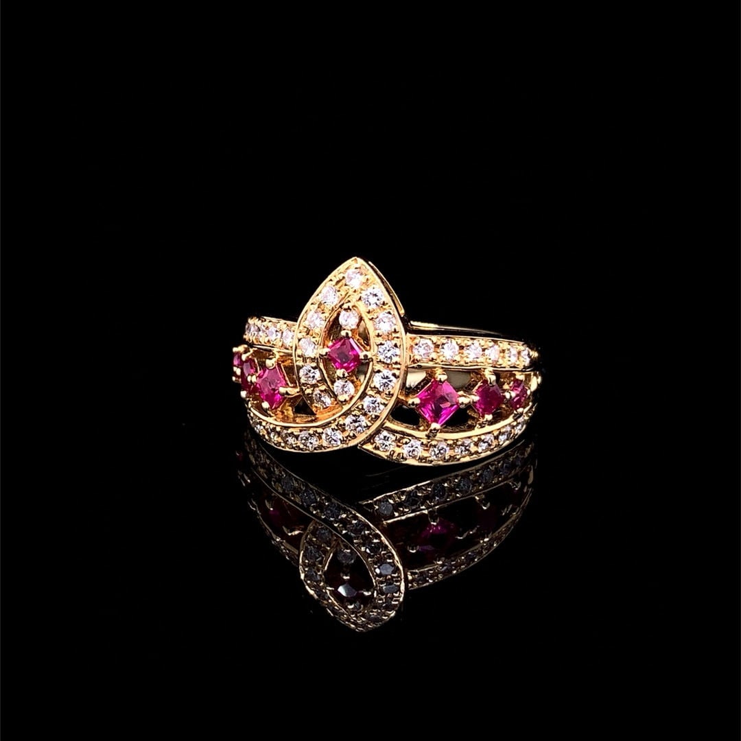 14k Gold 0.94 Ctw Natural Ruby & Diamond Ring - 4