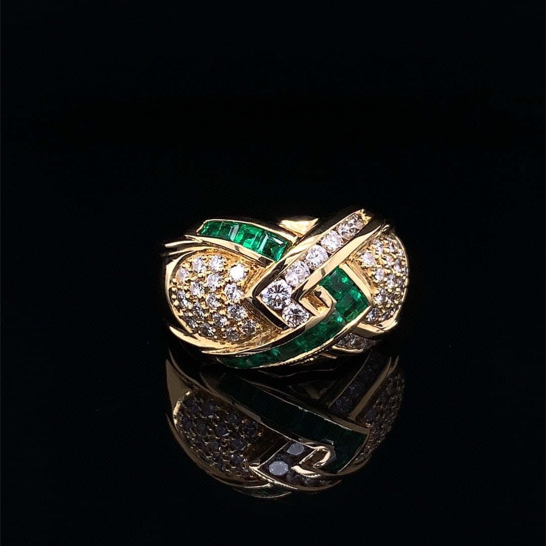 14k Gold 1.40 Ctw Vivid Green Natural Emerald & Diamond Ring - 2