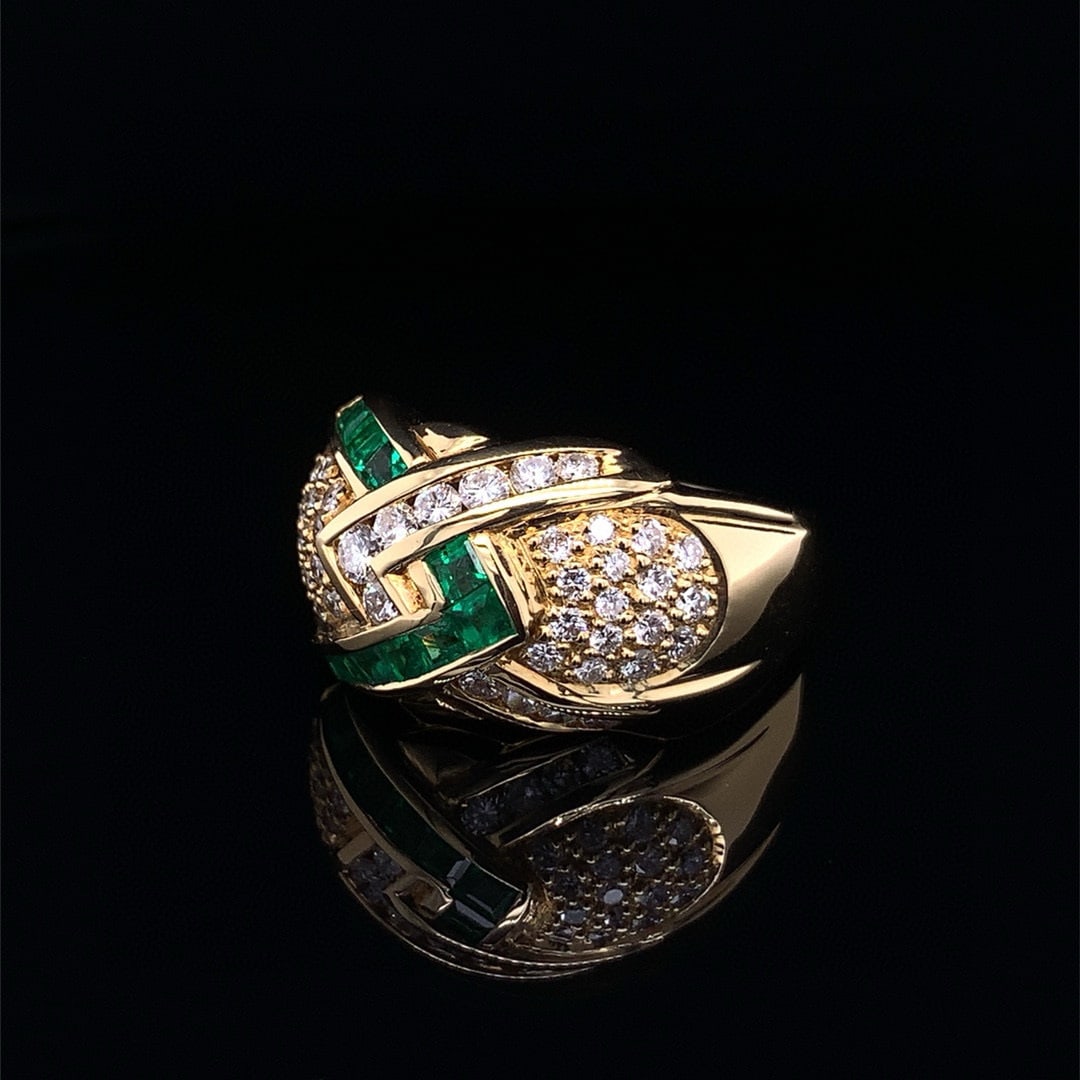 14k Gold 1.40 Ctw Vivid Green Natural Emerald & Diamond Ring - 4