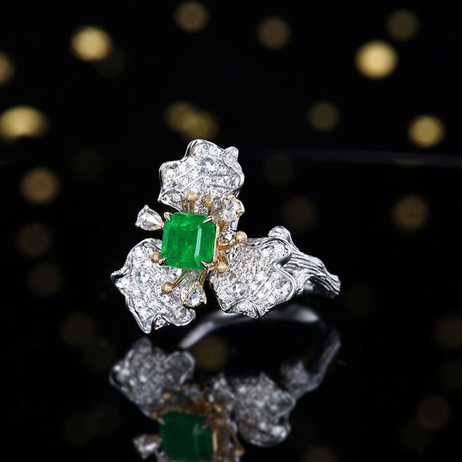 14k Gold 1.94 Ctw Natural Emerald & Diamond Ring/pendant( Without Chain ) - 3