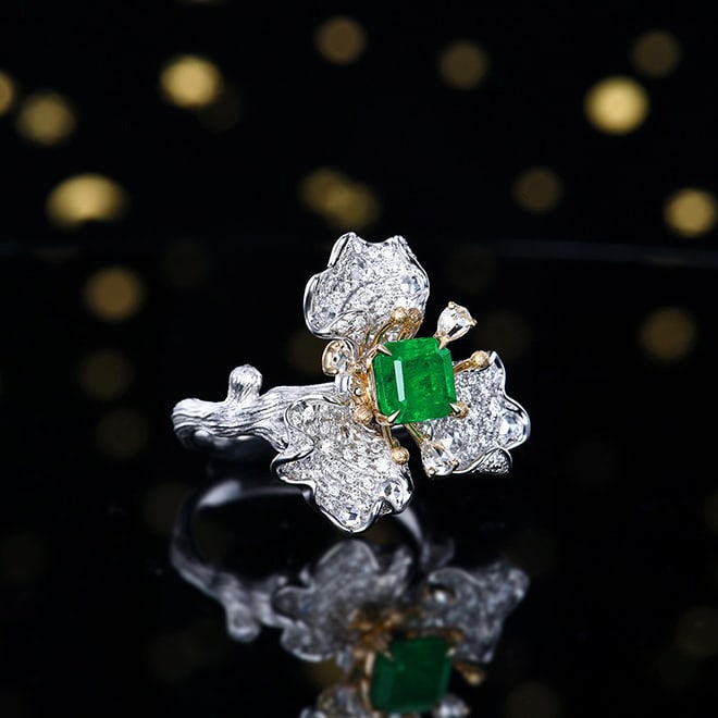 14k Gold 1.94 Ctw Natural Emerald & Diamond Ring/pendant( Without Chain ) - 4