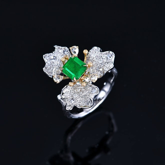 14k Gold 1.94 Ctw Natural Emerald & Diamond Ring/pendant( Without Chain ) - 5