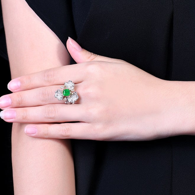 14k Gold 1.94 Ctw Natural Emerald & Diamond Ring/pendant( Without Chain ) - 7