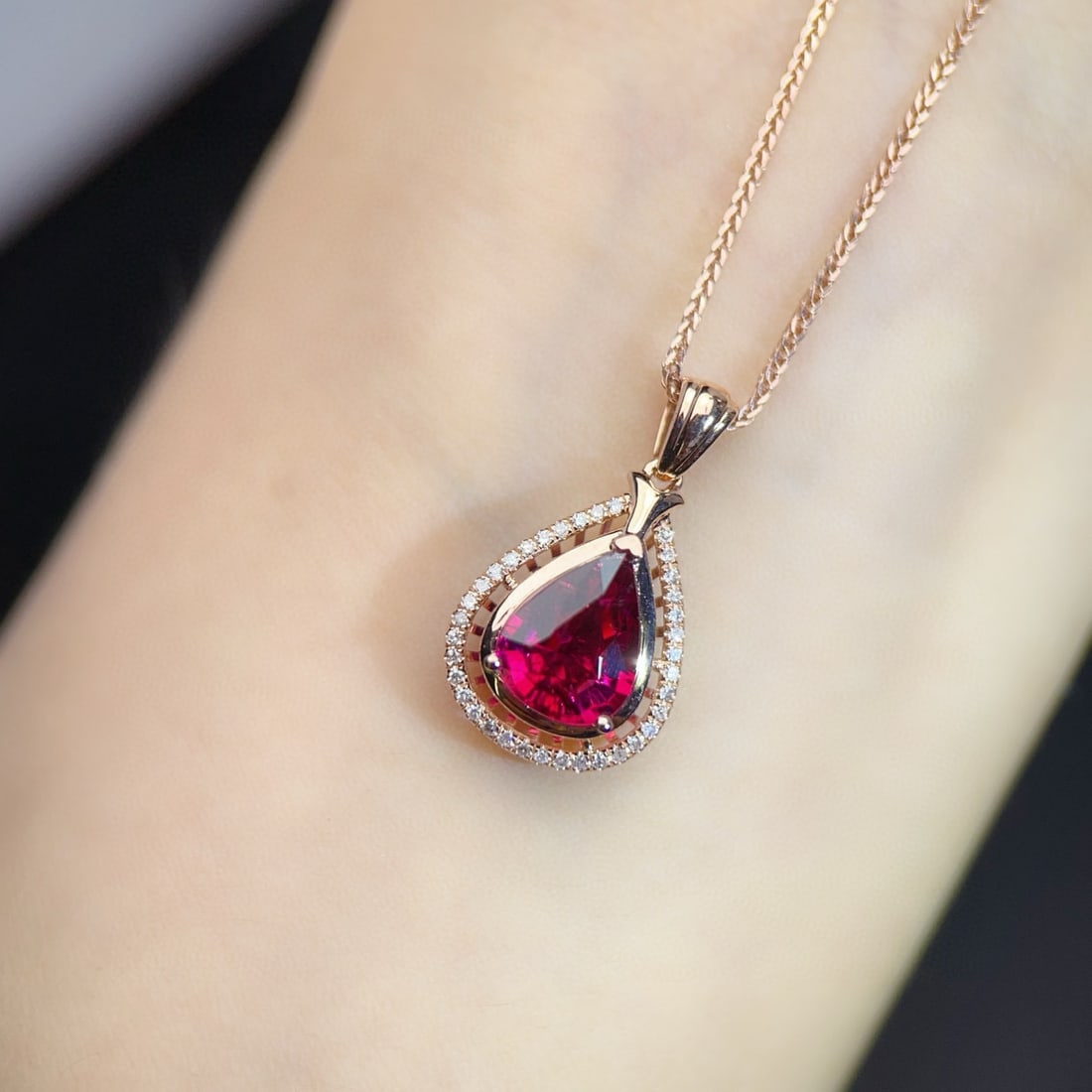 14k Gold 1.5 Ct Natural Tourmaline & Diamond Pendant( Without Chain ) - 4