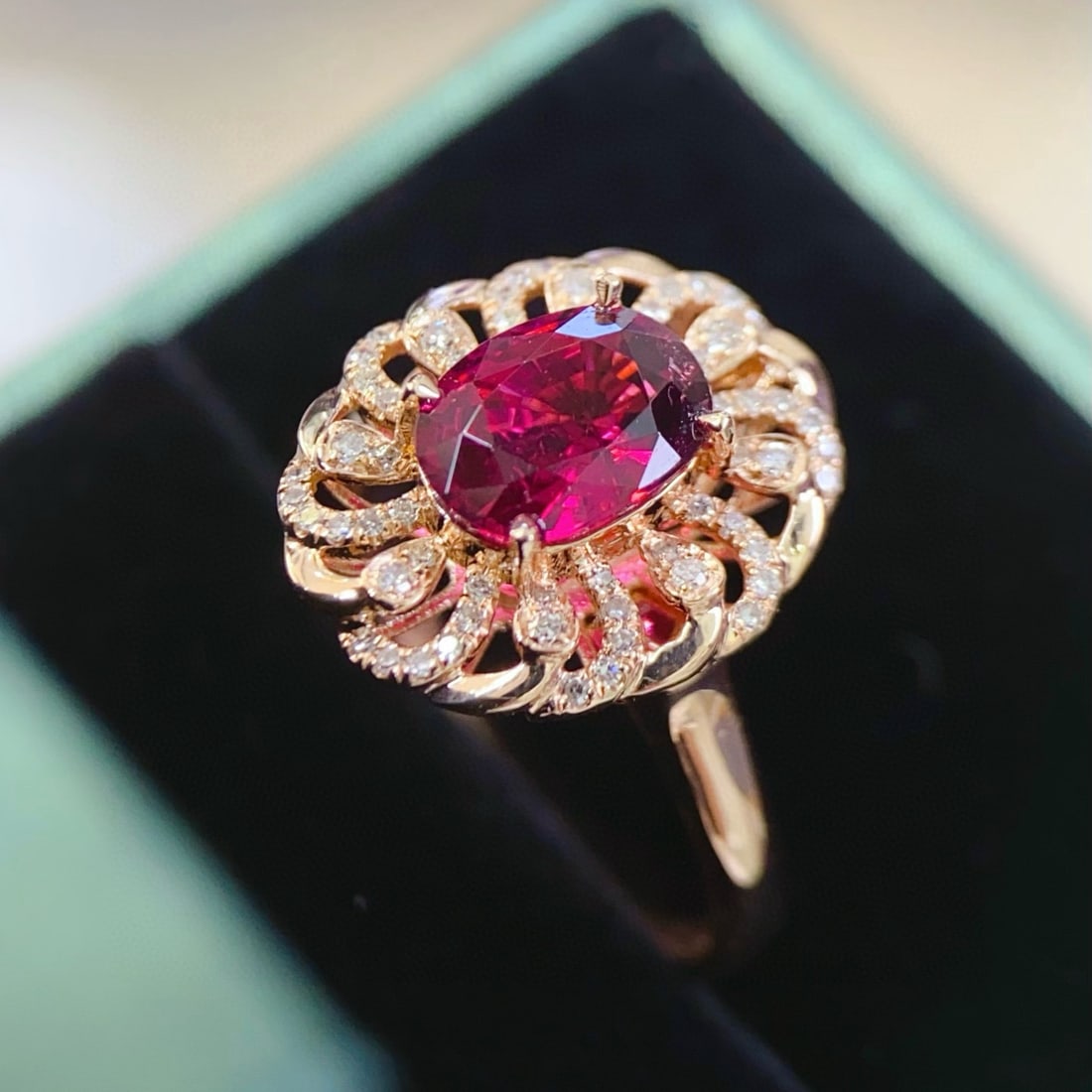 14k Gold 1.71 Ctw Natural Tourmaline & Diamond Ring/pendant( Without Chain ) - 2