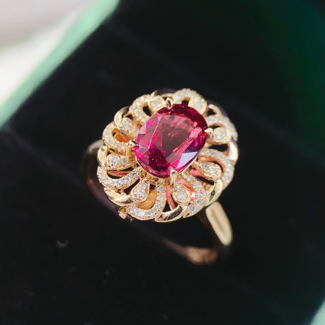 14k Gold 1.71 Ctw Natural Tourmaline & Diamond Ring/pendant( Without Chain ) - 3