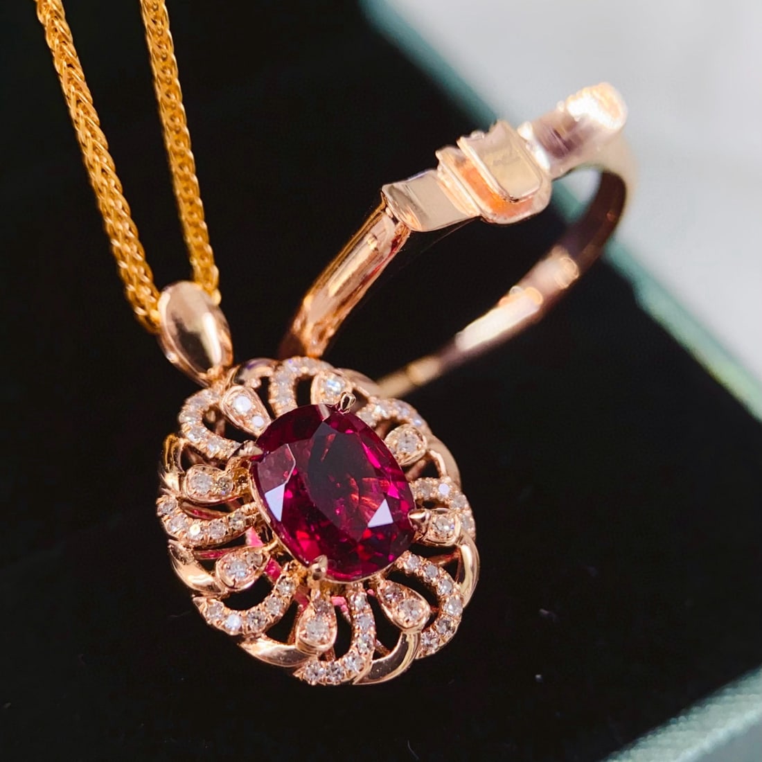 14k Gold 1.71 Ctw Natural Tourmaline & Diamond Ring/pendant( Without Chain ) - 4