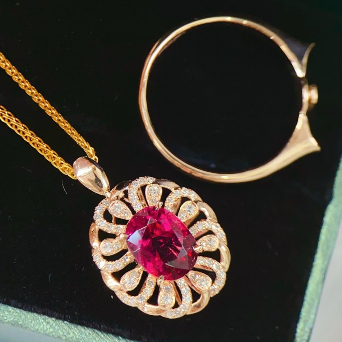 14k Gold 1.71 Ctw Natural Tourmaline & Diamond Ring/pendant( Without Chain ) - 5