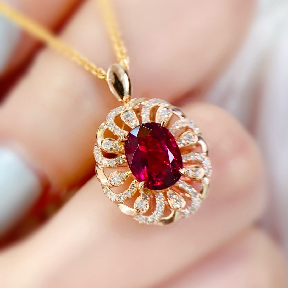 14k Gold 1.71 Ctw Natural Tourmaline & Diamond Ring/pendant( Without Chain ) - 7