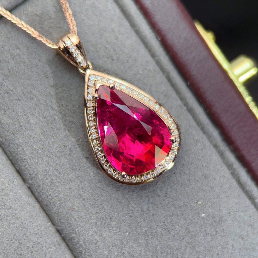 14k Gold 4.49 Ct Natural Tourmaline & Diamond Pendant( Without Chain ) - 5