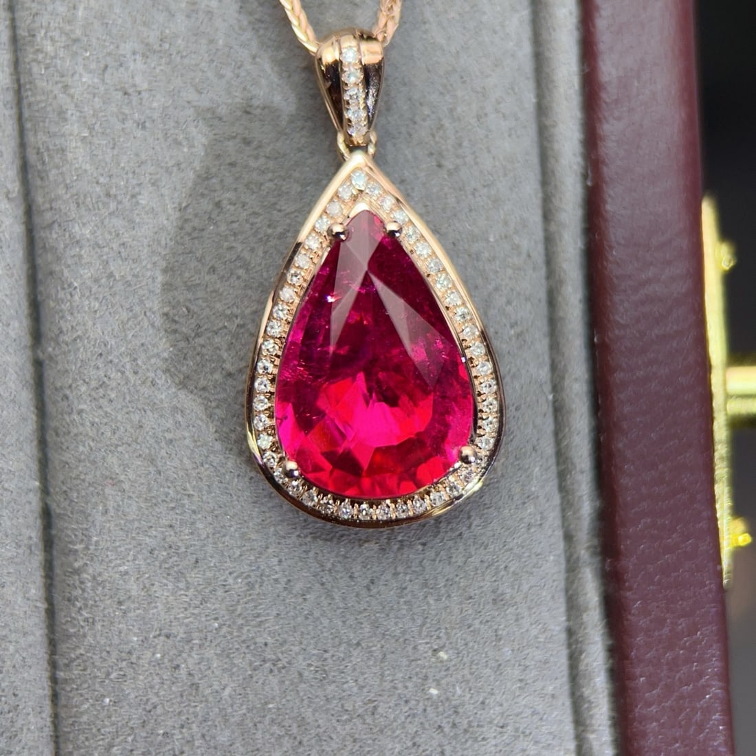 14k Gold 4.49 Ct Natural Tourmaline & Diamond Pendant( Without Chain ) - 6
