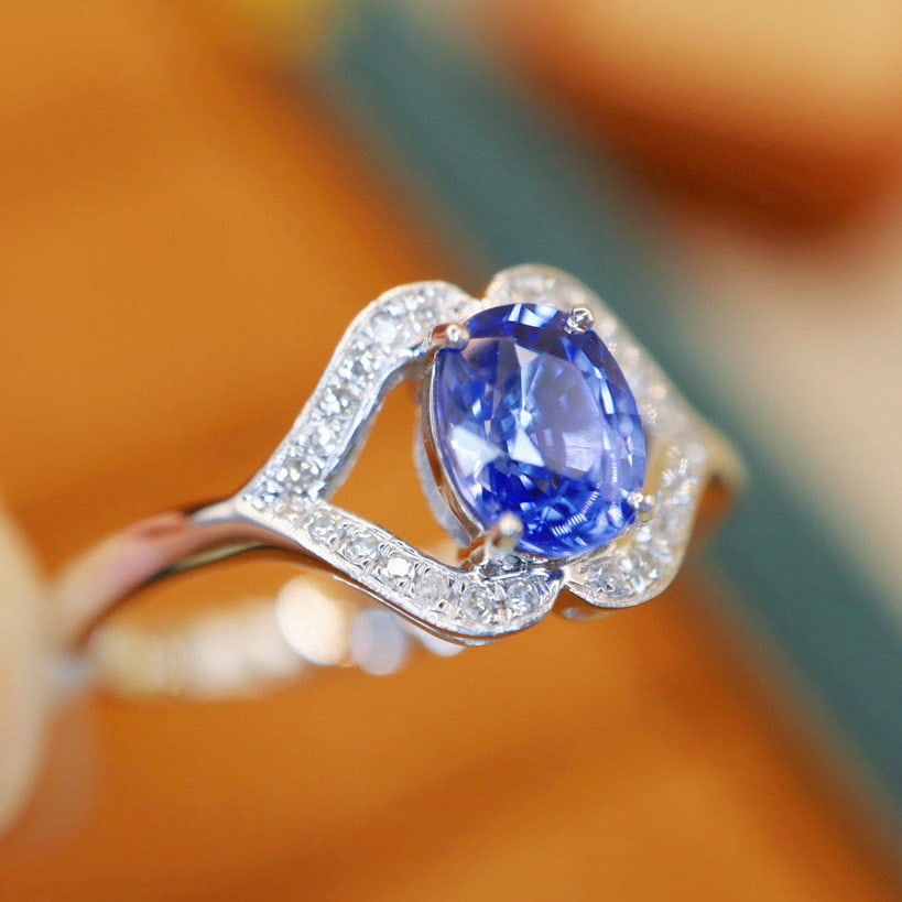14k Gold 0.97 Ctw Natural Sapphire & Diamond Ring - 2