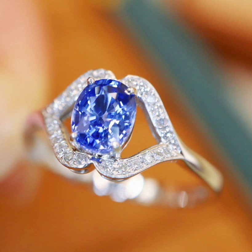 14k Gold 0.97 Ctw Natural Sapphire & Diamond Ring - 3
