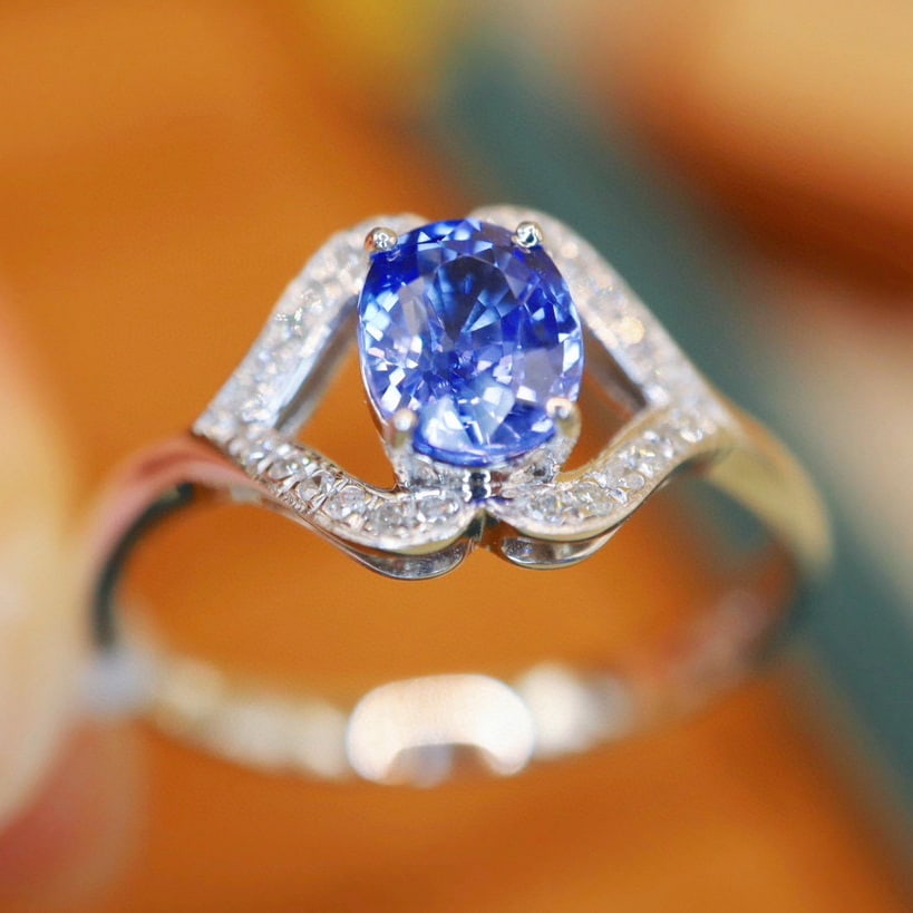 14k Gold 0.97 Ctw Natural Sapphire & Diamond Ring - 4