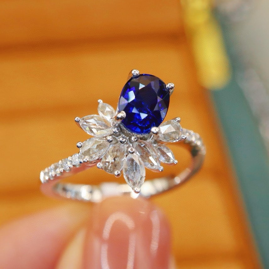 14k Gold 1.55 Ctw Natural Sapphire & Diamond Ring - 3