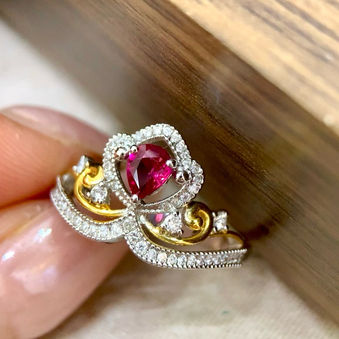 14k Gold 0.59 Ctw Natural Ruby & Diamond Ring - 4