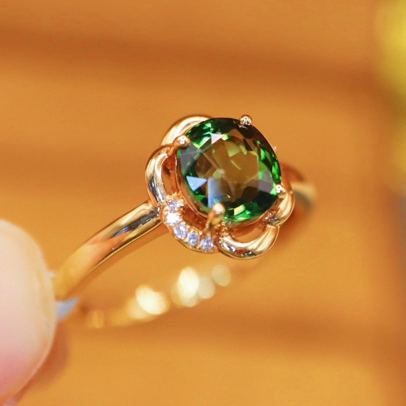 14k Gold 1.64 Ctw Natural Tourmaline & Diamond Ring - 2