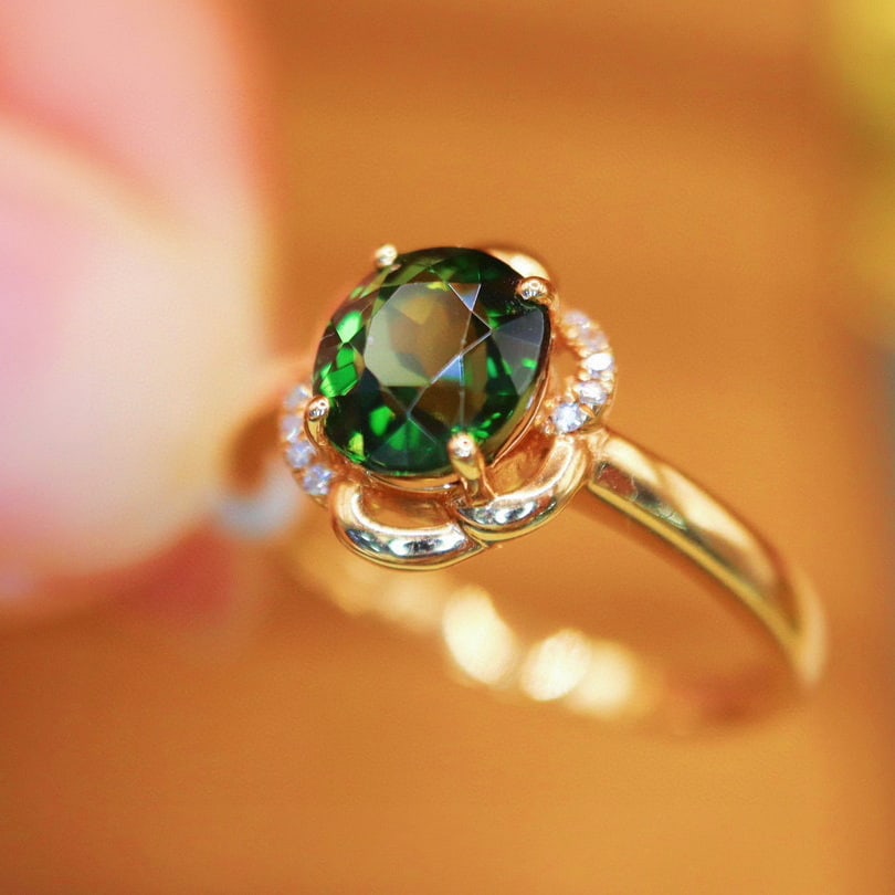 14k Gold 1.64 Ctw Natural Tourmaline & Diamond Ring - 3