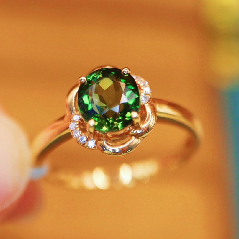 14k Gold 1.64 Ctw Natural Tourmaline & Diamond Ring - 4