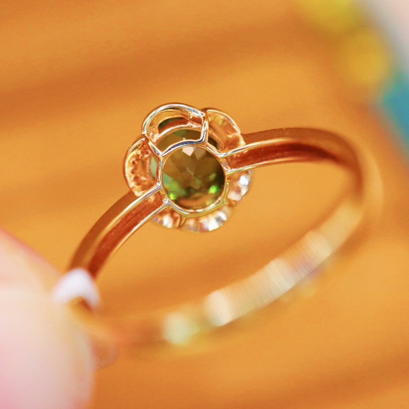 14k Gold 1.64 Ctw Natural Tourmaline & Diamond Ring - 5