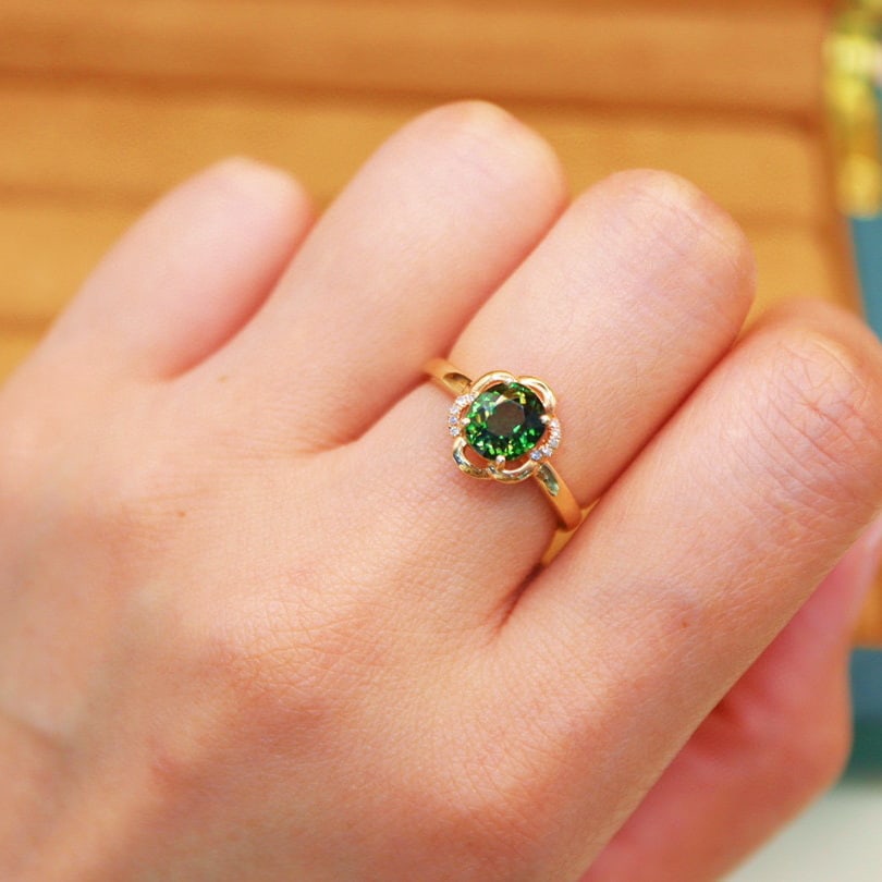 14k Gold 1.64 Ctw Natural Tourmaline & Diamond Ring - 6