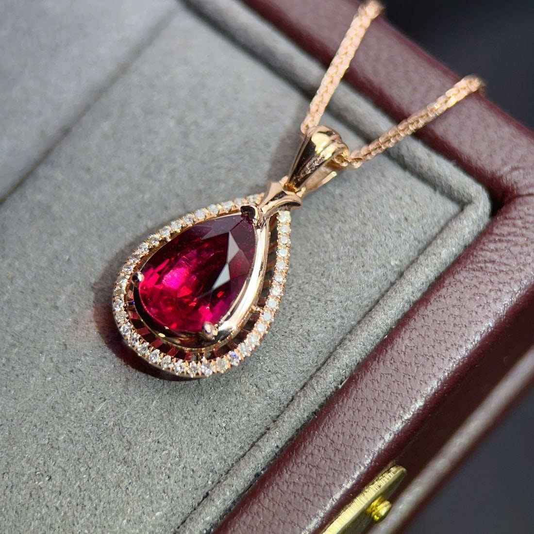 14k Gold 1.65 Ct Natural Tourmaline & Diamond Pendant( Without Chain ) - 4