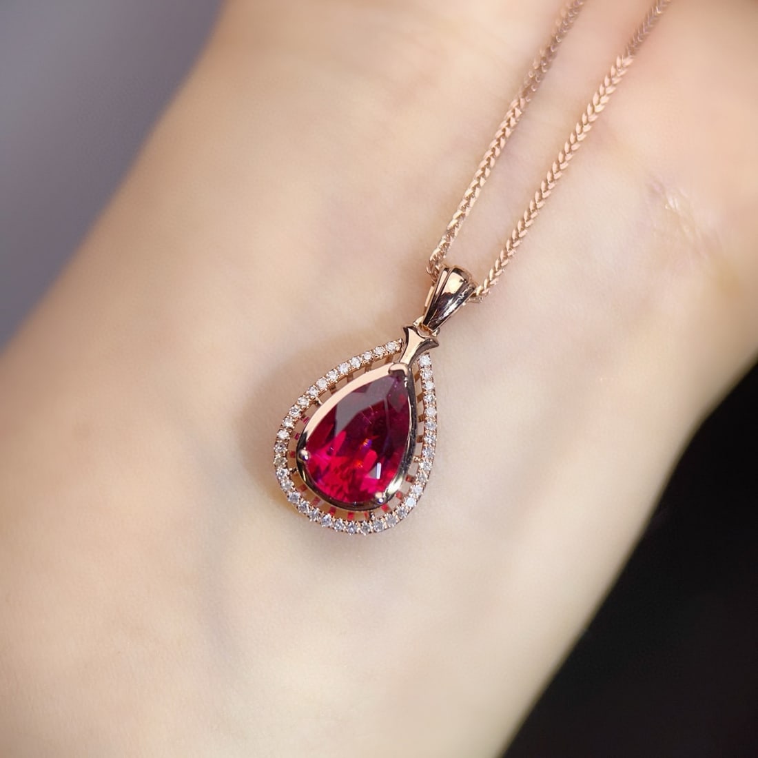 14k Gold 1.65 Ct Natural Tourmaline & Diamond Pendant( Without Chain ) - 6