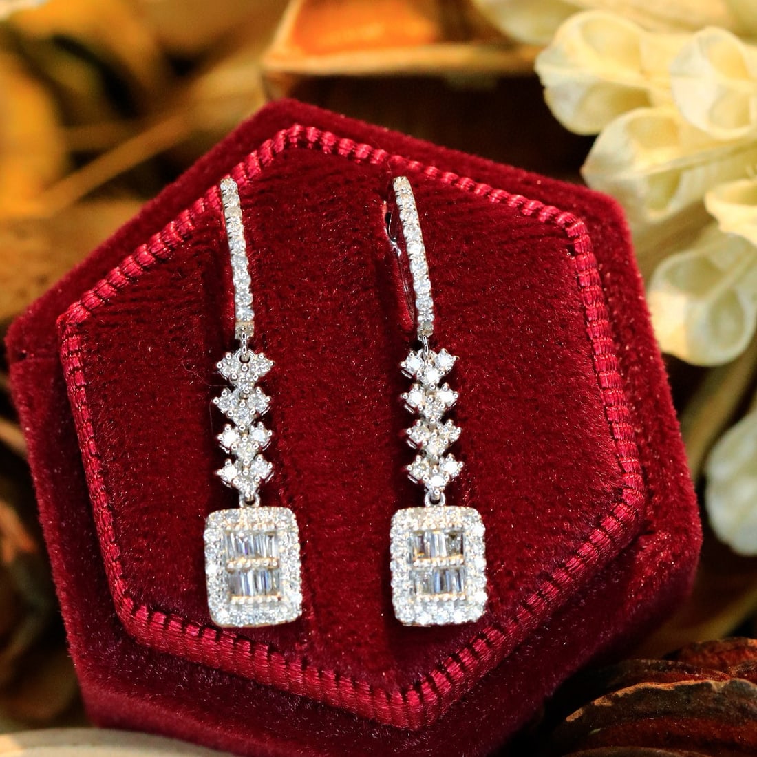 14k Gold 0.8 Ct Natural H Diamond Earrings - 6