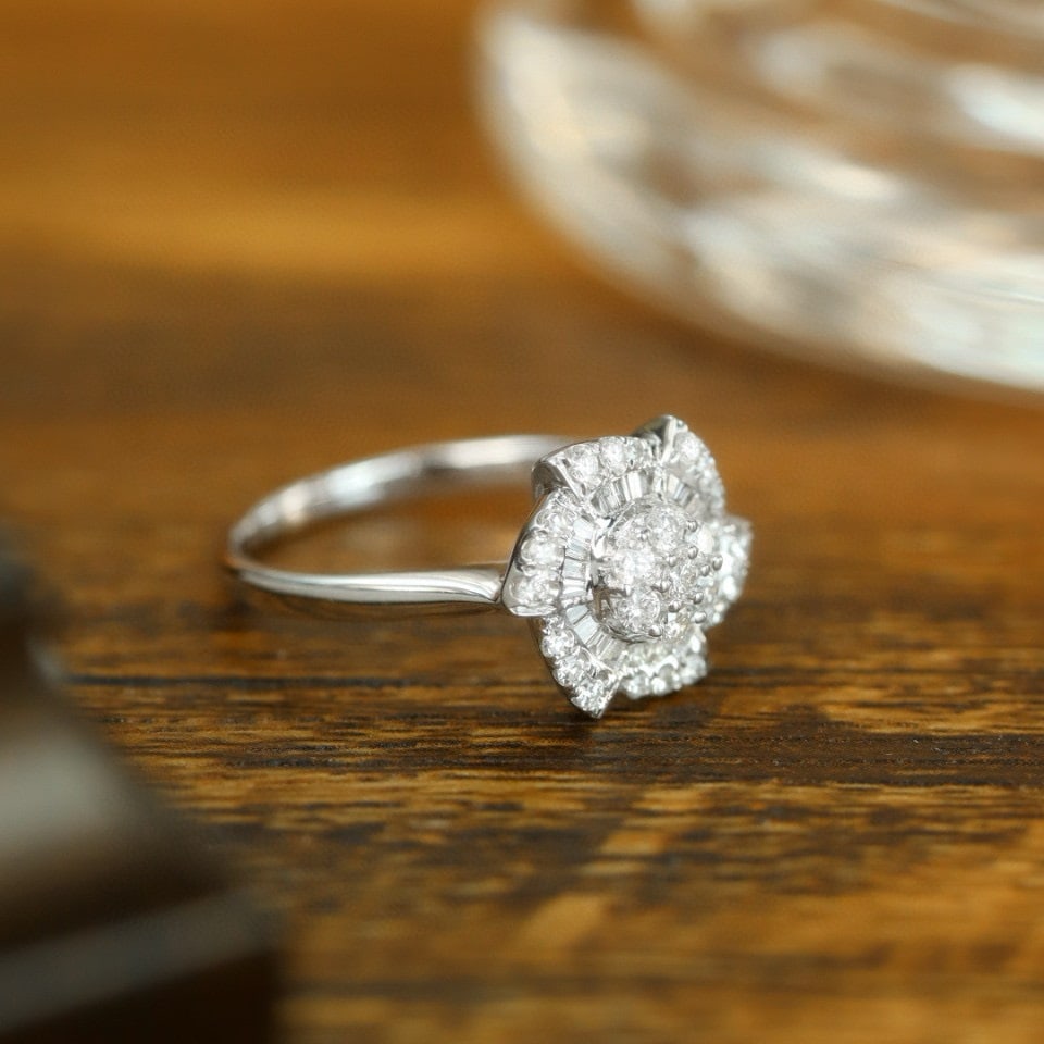 14k Gold 0.50 Ct Natural H Diamond Ring - 3