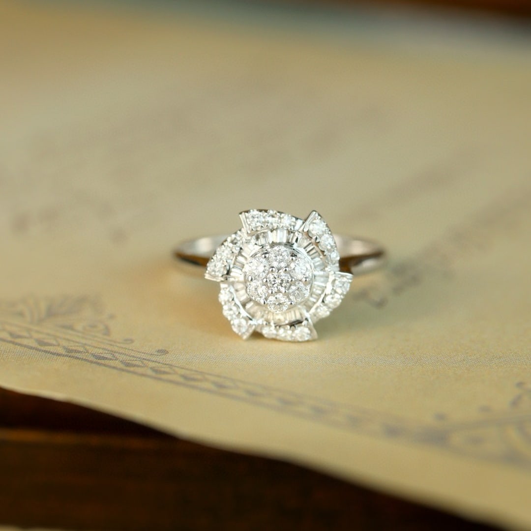 14k Gold 0.50 Ct Natural H Diamond Ring - 6