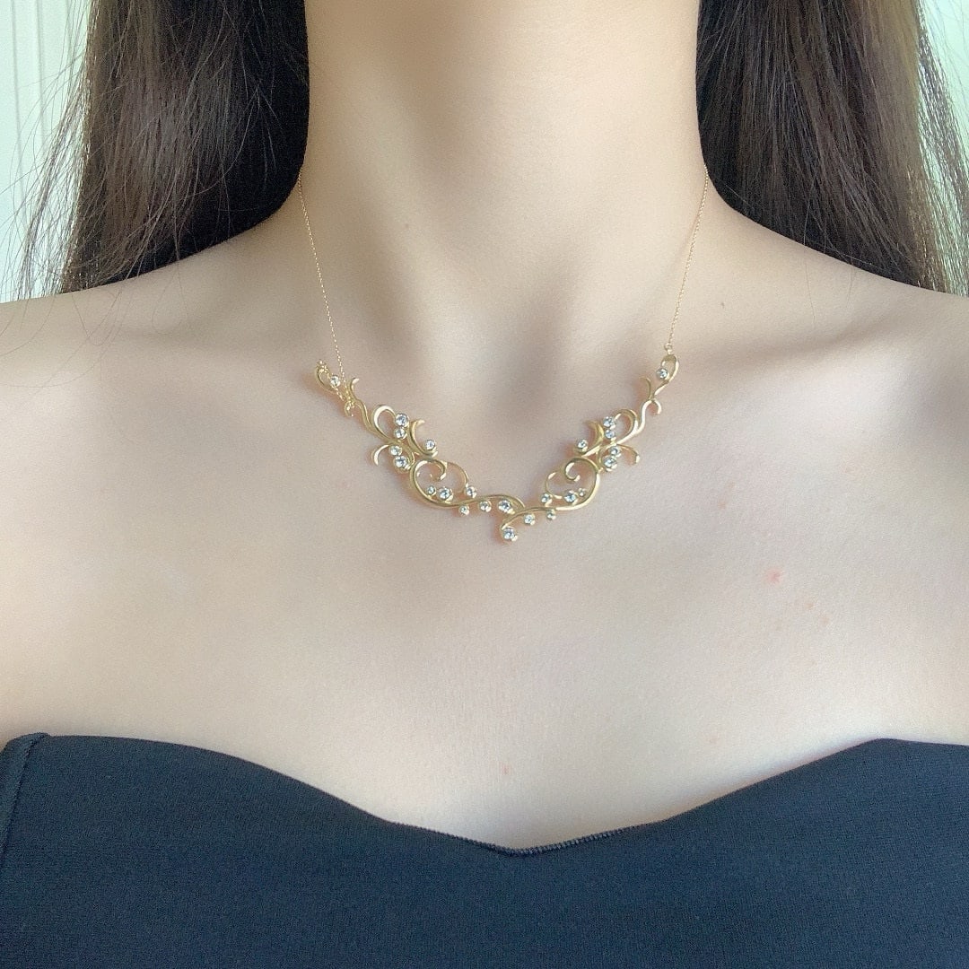14k Gold 1.0 Ct Natural H Diamond Necklace - 4