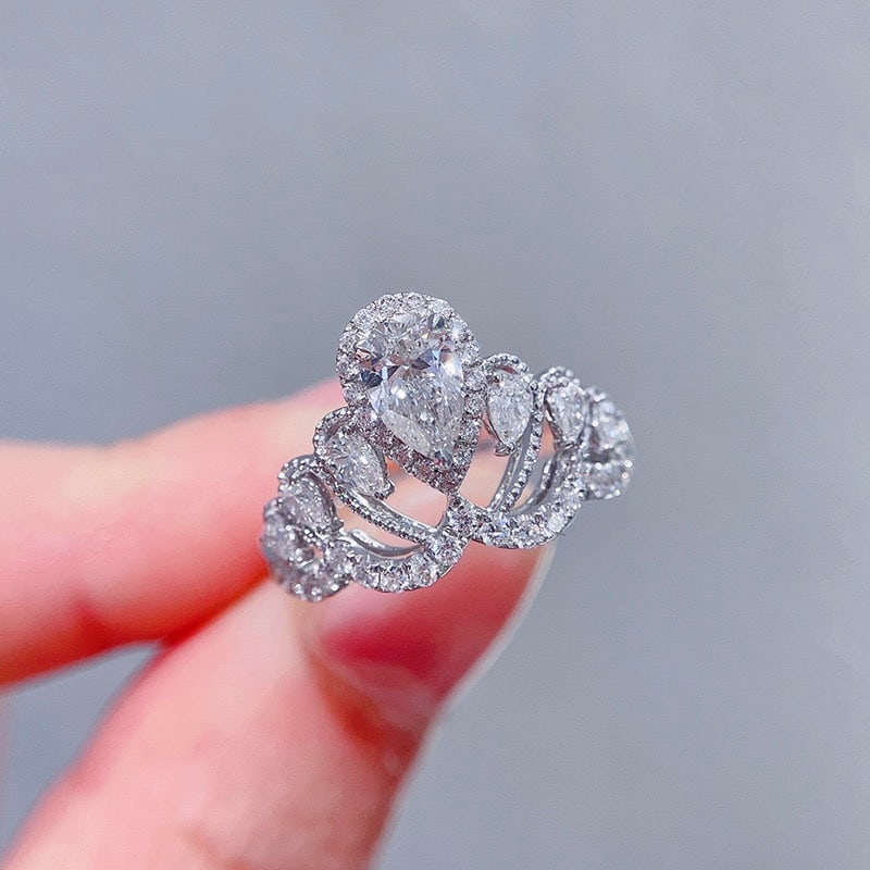 Gia Certified 14k Gold 0.52 Ct Natural F Si2 Pear Diamond Ring - 2