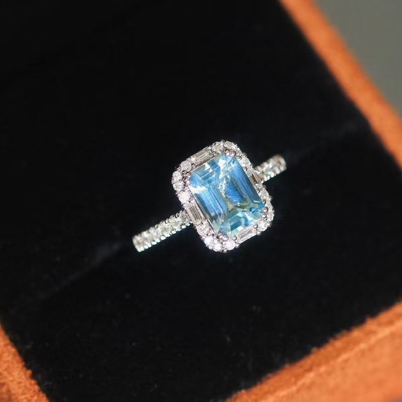 14k Gold 1.71 Ctw Natural Aquamarine & Diamond Ring - 4