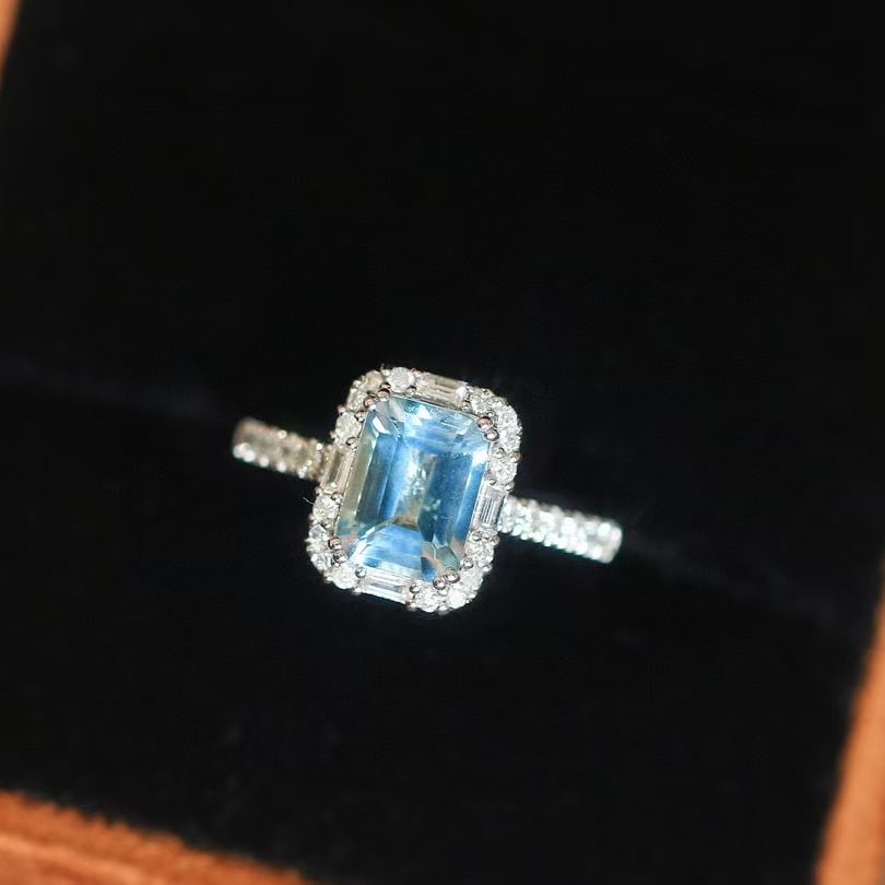 14k Gold 1.71 Ctw Natural Aquamarine & Diamond Ring - 5