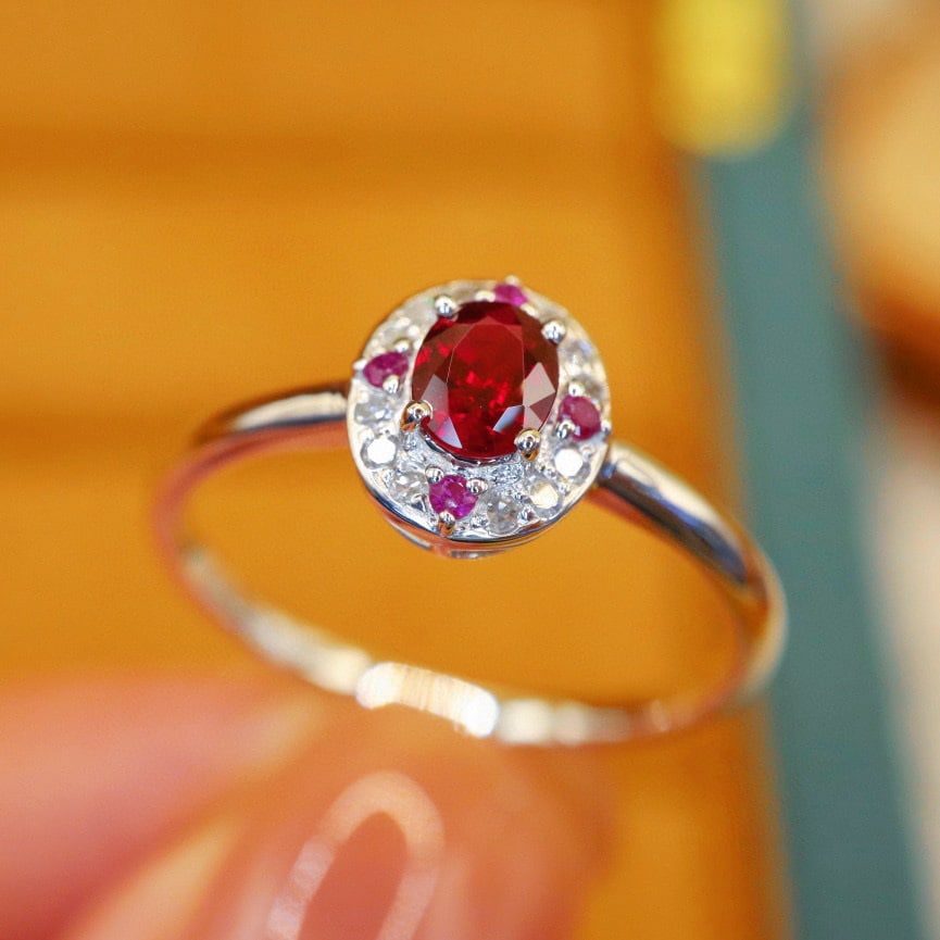 14k Gold 0.35 Ctw Natural Ruby & Ruby Ring - 2