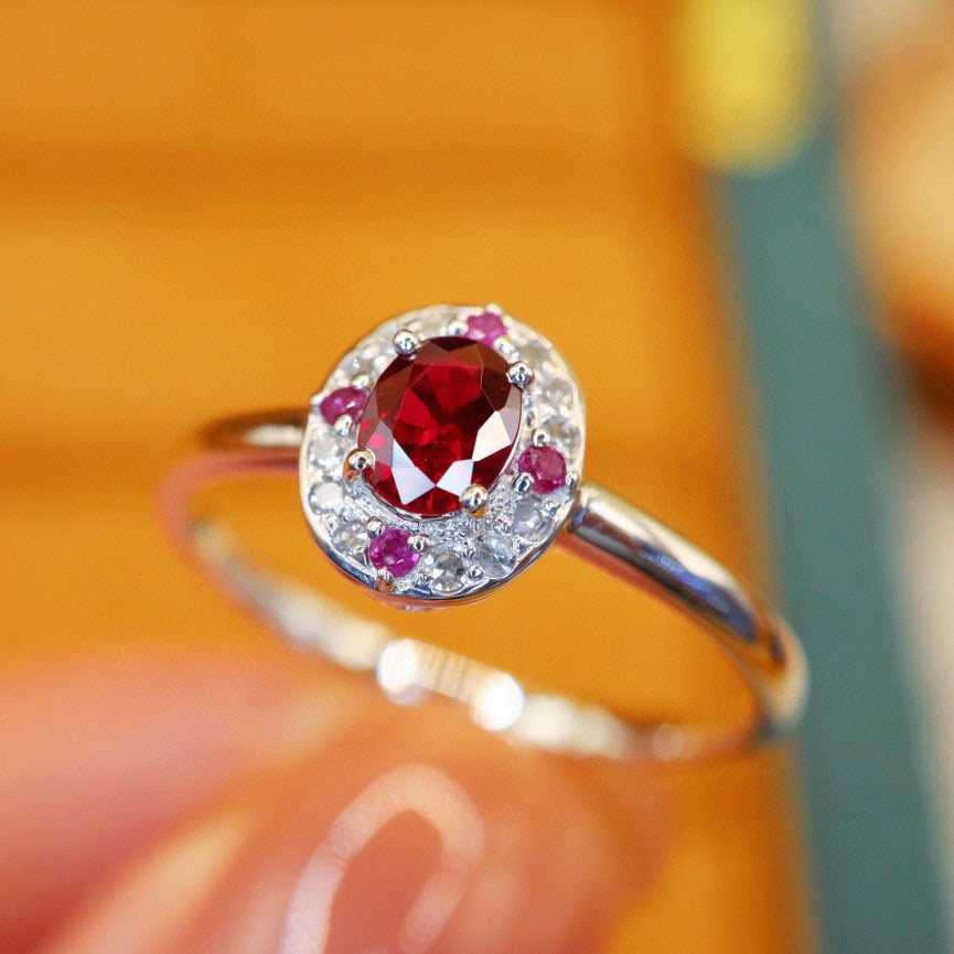 14k Gold 0.35 Ctw Natural Ruby & Ruby Ring - 3