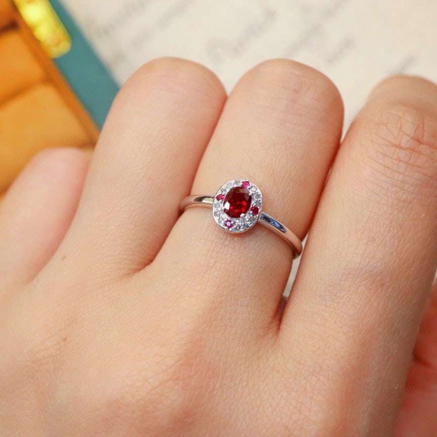 14k Gold 0.35 Ctw Natural Ruby & Ruby Ring - 5