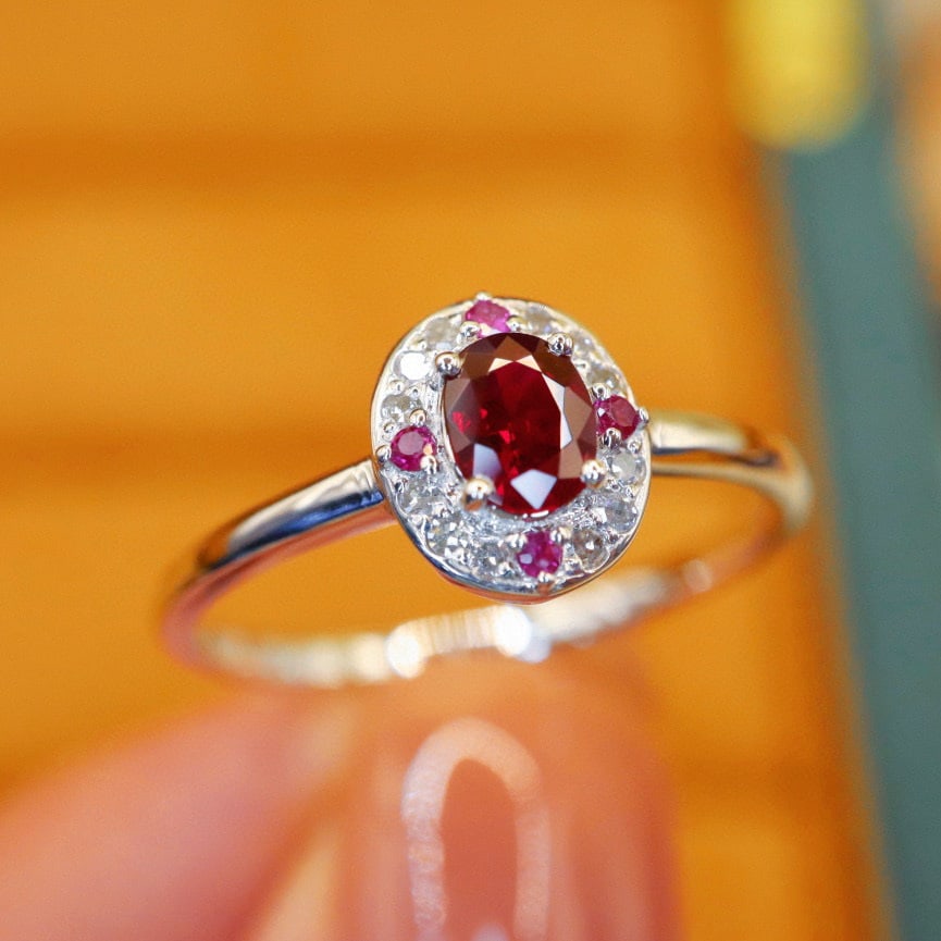 14k Gold 0.35 Ctw Natural Ruby & Ruby Ring - 6