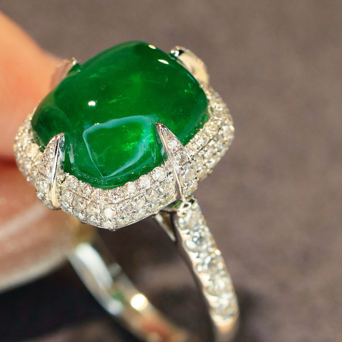 14k Gold 6.98 Ctw Vivid Green Natural Emerald & Diamond Ring/pendant( Without Chain ) - 6