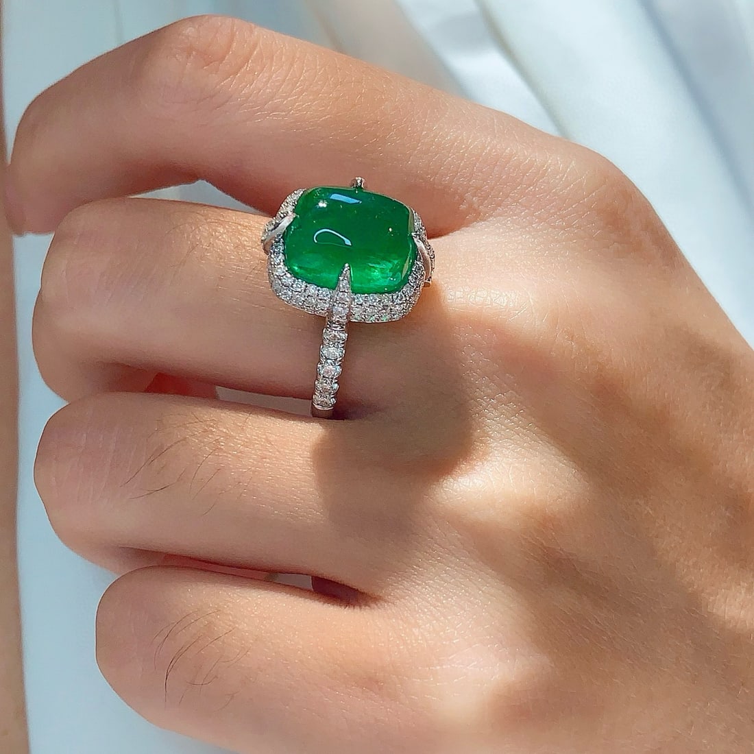 14k Gold 6.98 Ctw Vivid Green Natural Emerald & Diamond Ring/pendant( Without Chain ) - 8