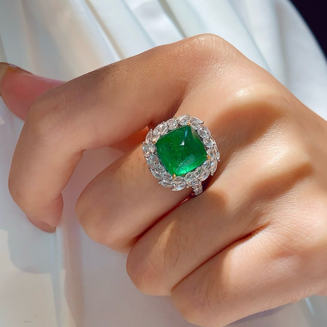 14k Gold 7.37 Ctw Vivid Green Natural Emerald & Diamond Ring/pendant( Without Chain ) - 7