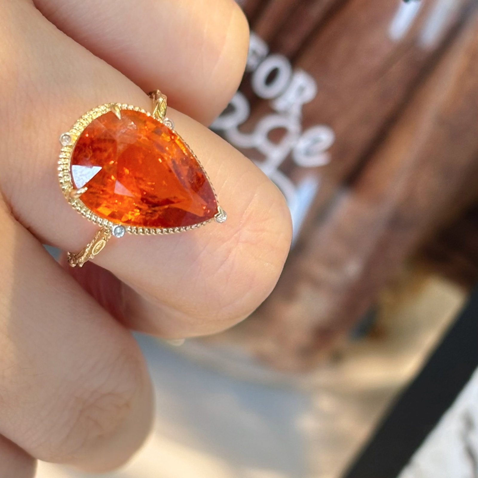 14k Gold 9.07 Ct Natural Spessartine & Diamond Ring - 5