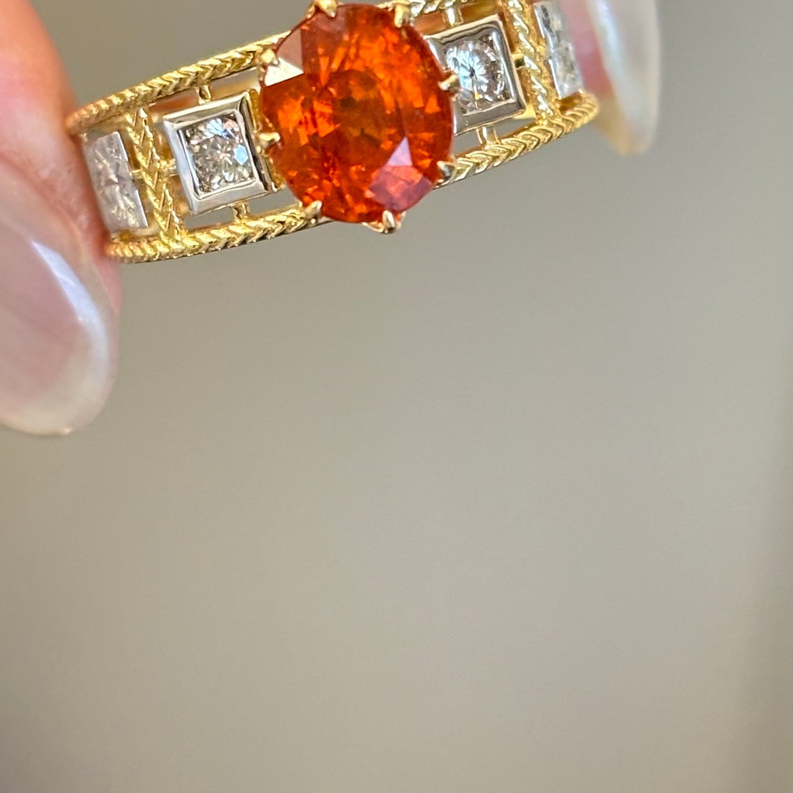 14k Gold 2.02 Ct Natural Spessartine & Diamond Ring - 2