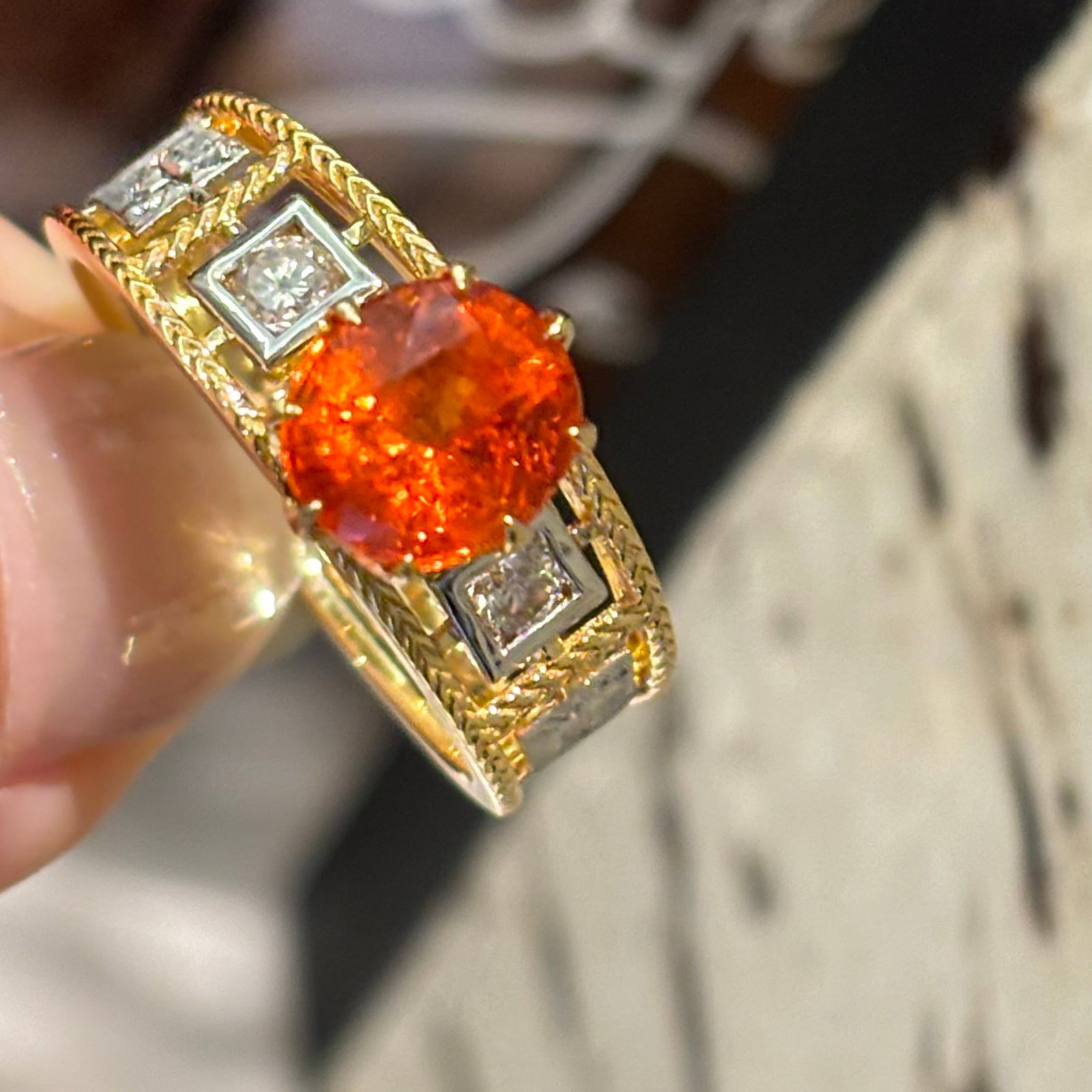 14k Gold 2.02 Ct Natural Spessartine & Diamond Ring - 3