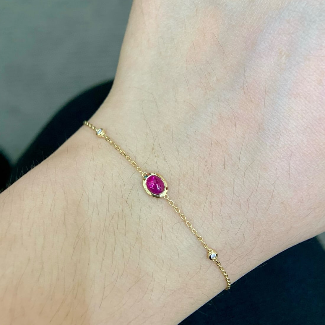 14k Gold 0.50 Ctw Natural Ruby & Diamond Bracelet - 2