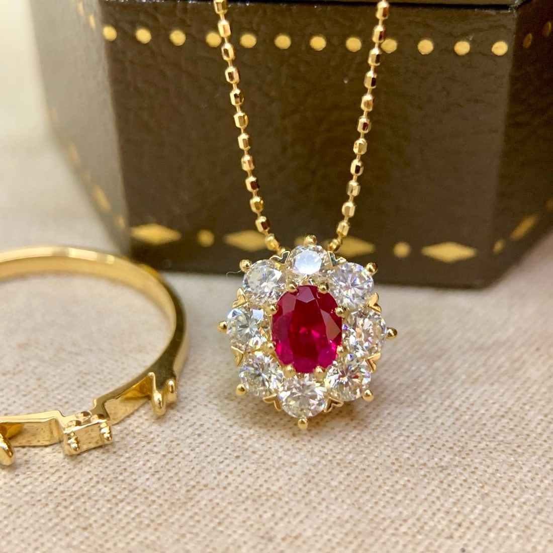 14k Gold 1.39 Ctw Natural Ruby & Diamond Ring/pendant( Without Chain ): Ref:230990169 // gold content:14k gold // ring size:7. 25us // // main gemstone:ruby // shape:oval // carat weight:0. 65ct // color:red // treatment:natural // // adjacent gemstone 2 : diamond //
