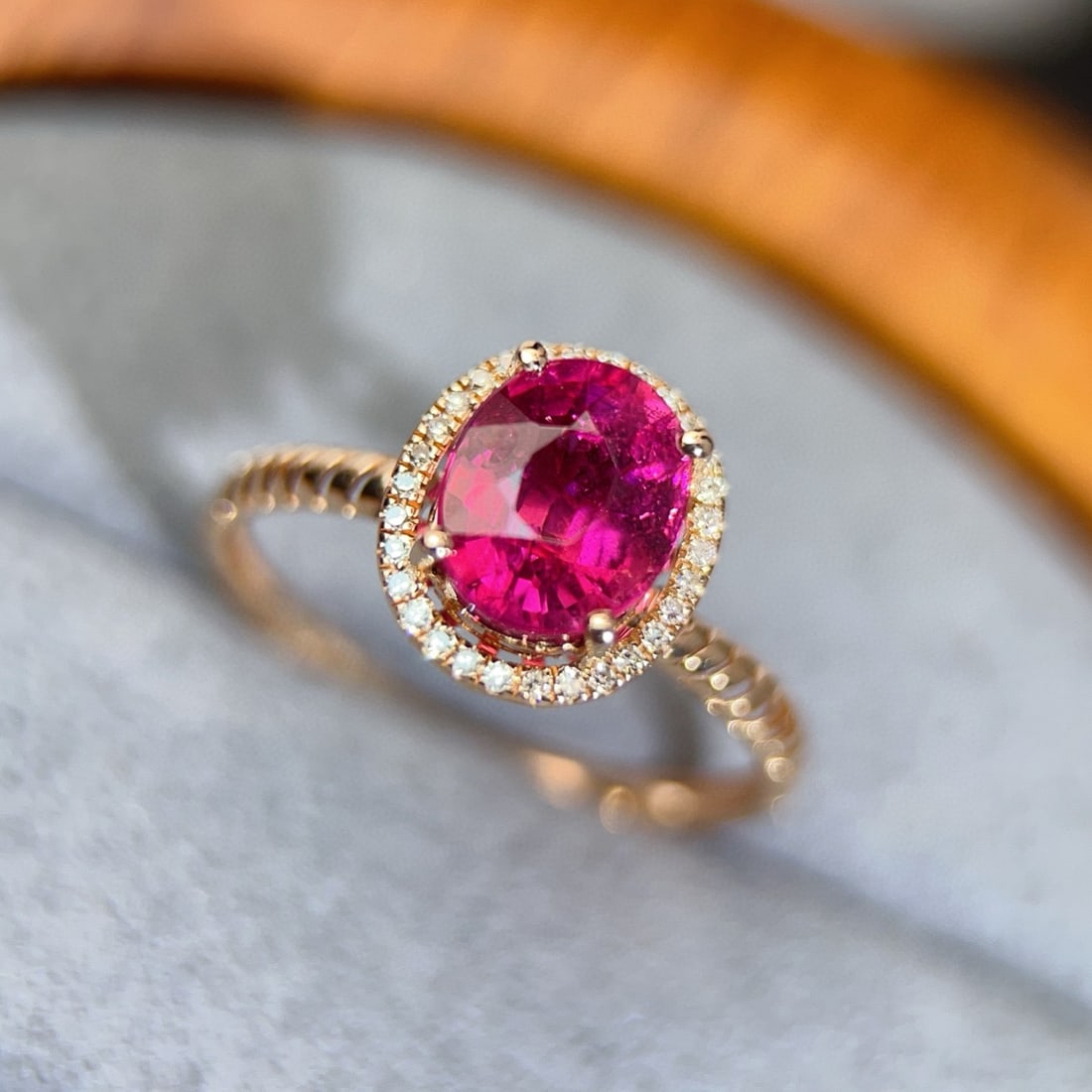 14k Gold 2 Ct Natural Tourmaline & Diamond Ring - 3