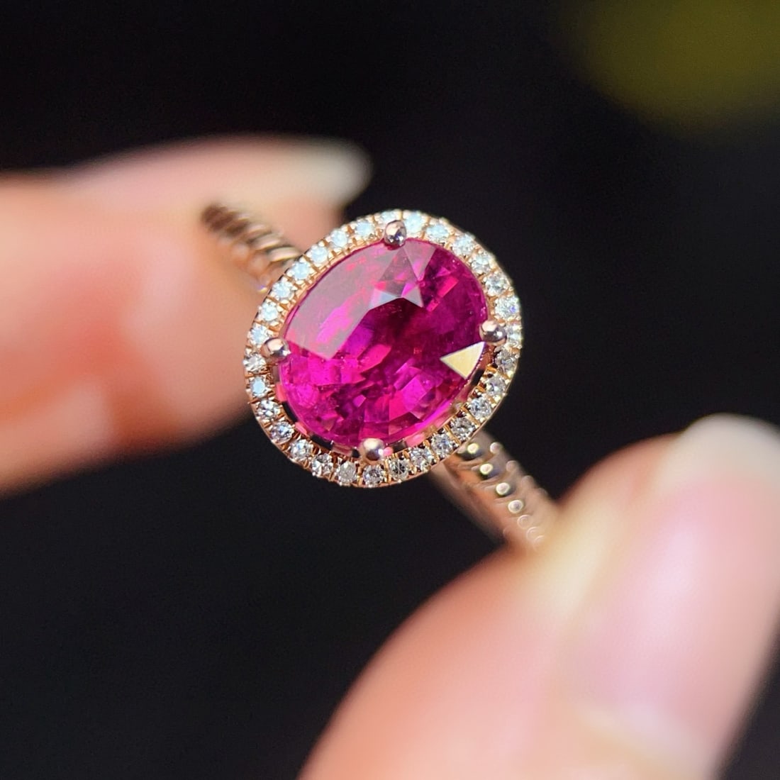 14k Gold 2 Ct Natural Tourmaline & Diamond Ring - 4